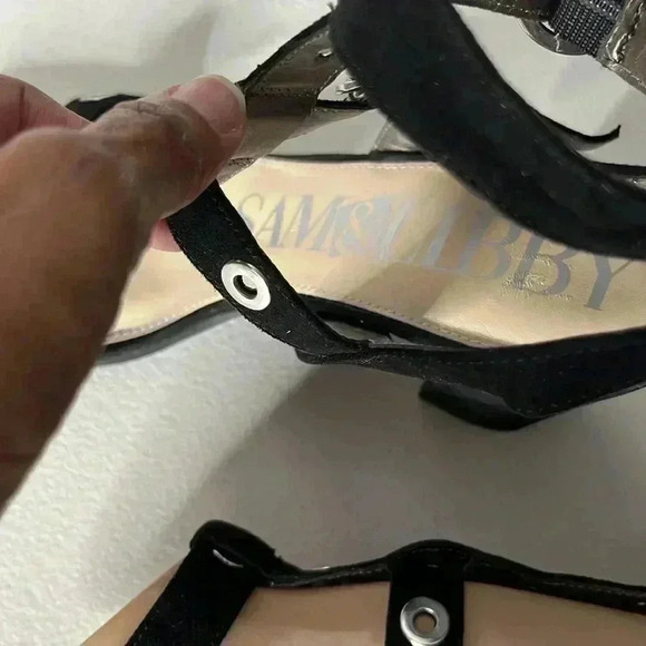 SAM & LIBBY Black Silver Strap Open Toe Gladiator Heel Sandal Size 8.5 - Picture 8 of 8